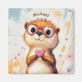 Otter Valentine's Day Heart Badge - Kids School  Magnet