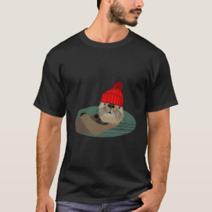 Otter Wearing A Beanie T Shirt