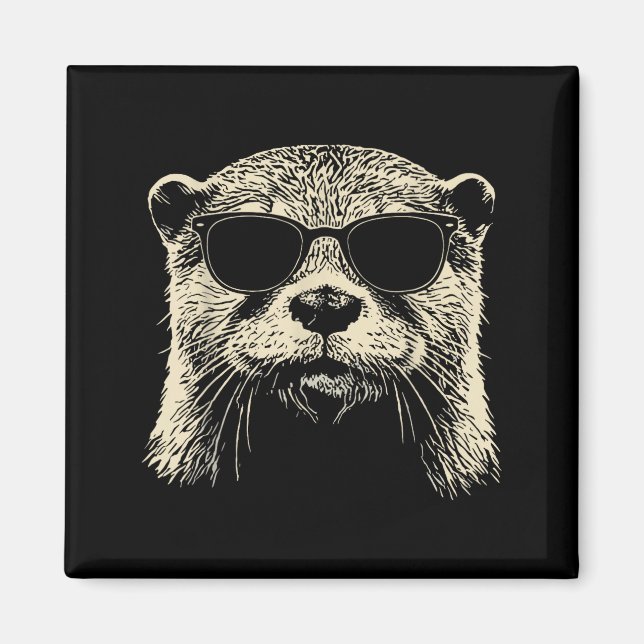 Otter Wearing Sungles Graphic Otter Shirt Men Wome Magnet (Framsidan)