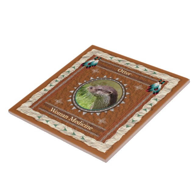 Otter- Woman Medicine- Ceramic Tile Kakelplatta (Sidan)