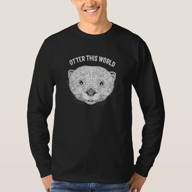 Otter World Space Themme Otter Älskare Galaxy Se T Shirt (Framsida)