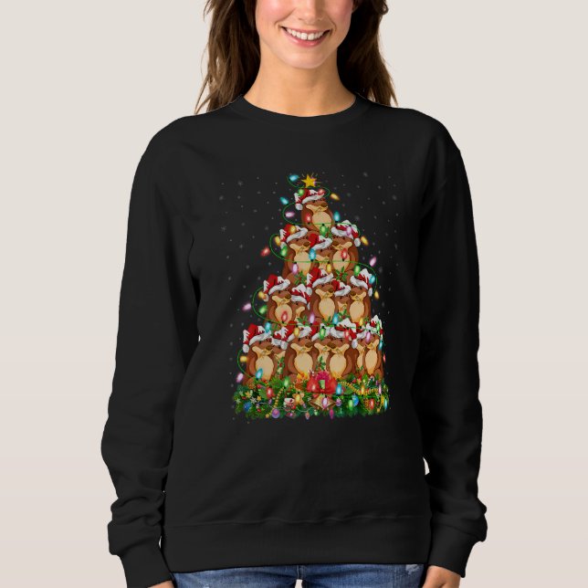 Otter  Xmas Lights Santa Otter Christmas Tree T Shirt (Framsida)
