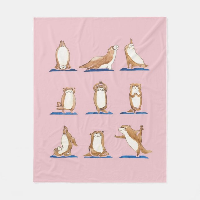 Otter Yoga Watercolor Fleecefilt (Framsidan)