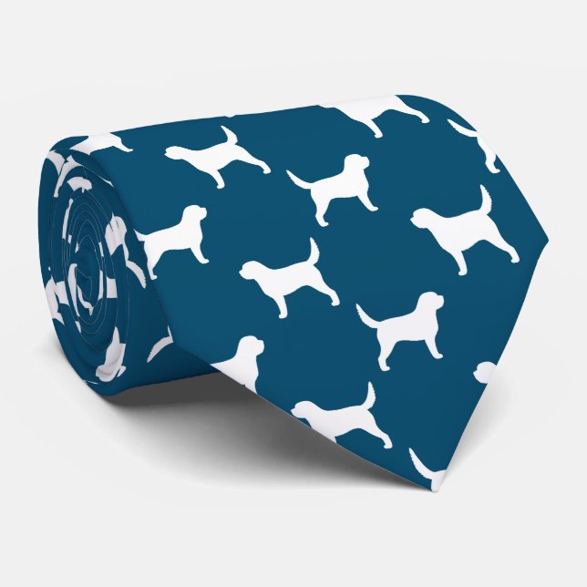 Otterhound Hund Silhouettes Mönster Blue och White Slips (Rullad)
