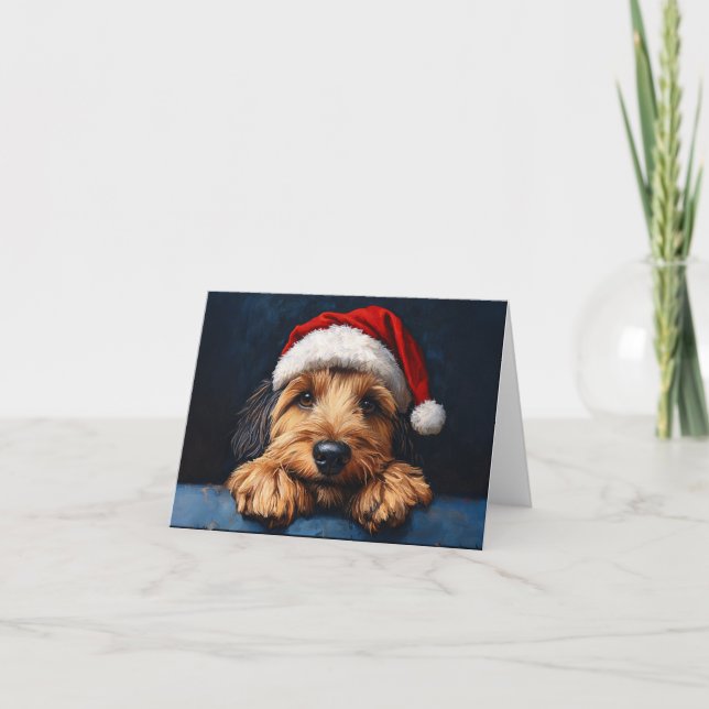 Otterhound i en tomtehatt kort (Framsida)