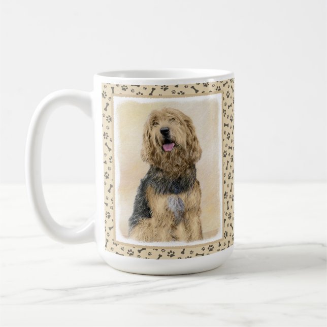 Otterhound-målning - Cute Original Hund Art Kaffemugg (Vänster)