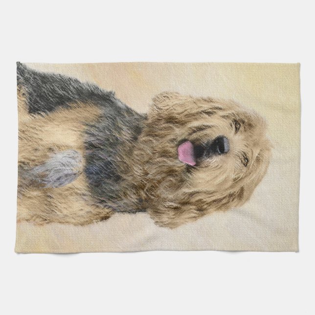 Otterhound-målning - Cute Original Hund Art Kökshandduk (Horisontell)