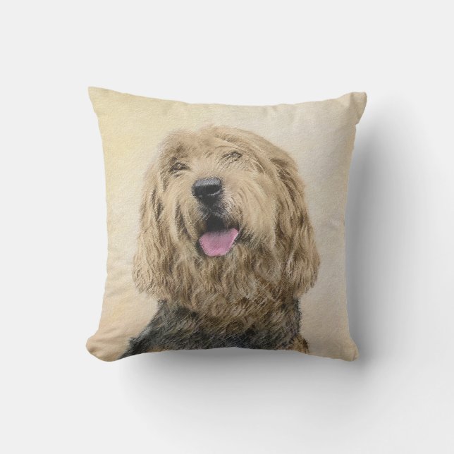 Otterhound-målning - Cute Original Hund Art Kudde (Framsida)