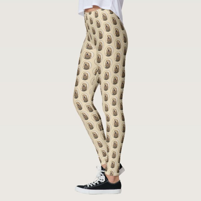 Otterhound-målning - Cute Original Hund Art Leggings (Vänster)