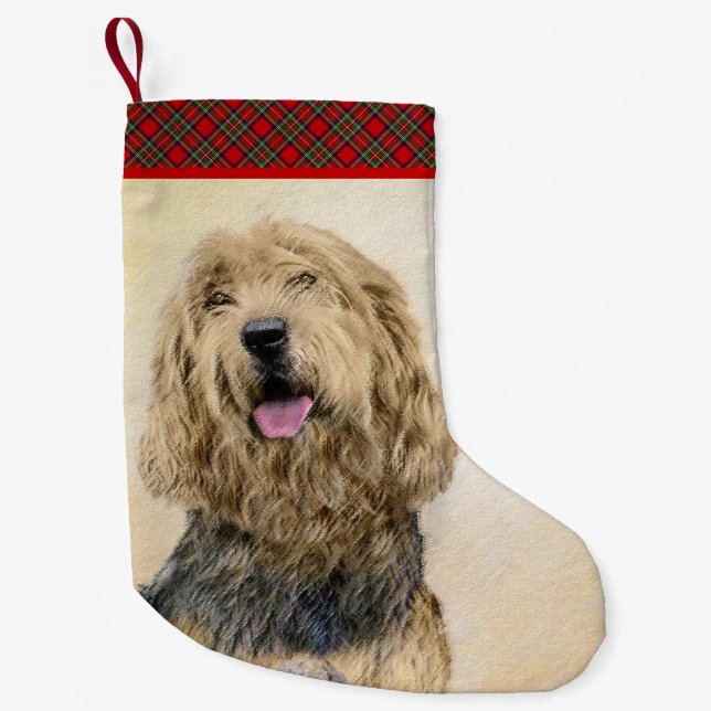 Otterhound-målning - Cute Original Hund Art Liten Julstrumpa (Framsidan)