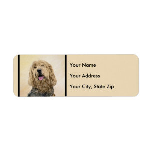 Otterhound-målning - Cute Original Hund Art Returadress Etikett