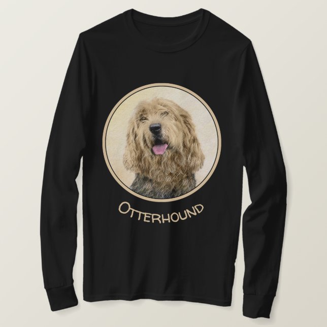 Otterhound-målning - Cute Original Hund Art T Shirt (Design framsida)