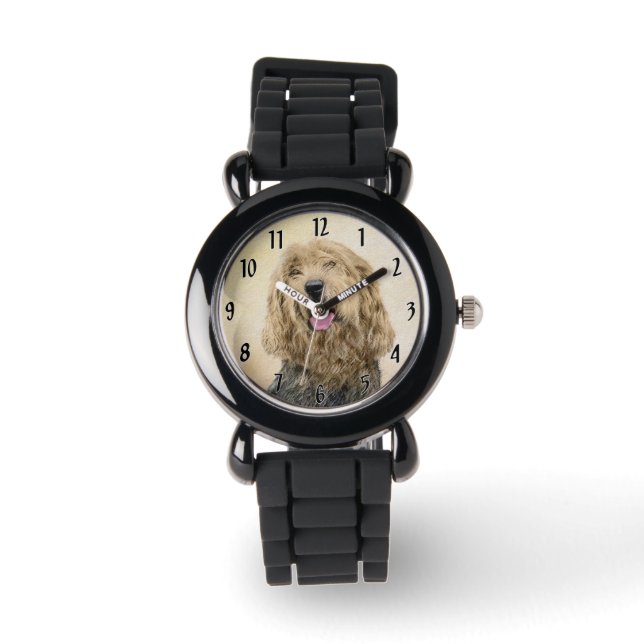 Otterhound-målning - Söt originell hundkonst Armbandsur (Framsida)