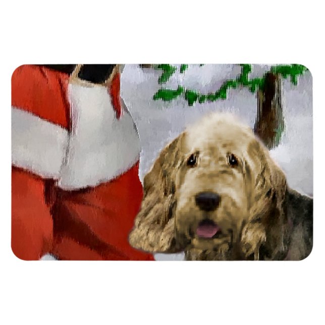 Otterhound med jultomten magnet (Horisontell)