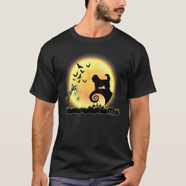 Otterhound Scary och Måne Hund Halloween Costume T Shirt (Framsida)