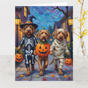 Otterhound som går runt och samlar godis i hallowe kort