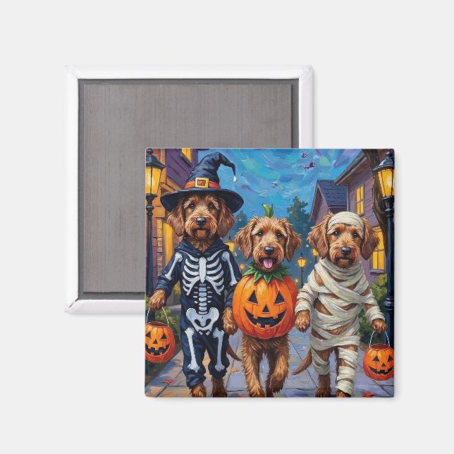 Otterhound som söker godis på Halloween Magnet (Front/Back)