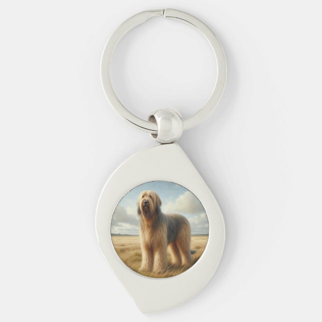 Otterhound Swirl Silverfärgad Nyckelring (Framsidan)