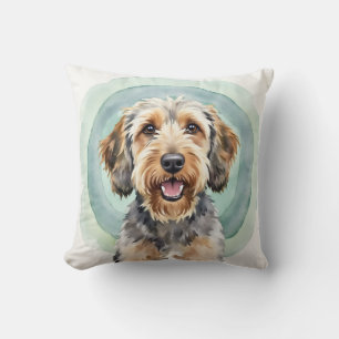 Otterhound Vattenfärg Vattenkrusningskonst Kudde