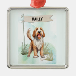 Otterhound Watercolor Personalized Dog Julgransprydnad Metall
