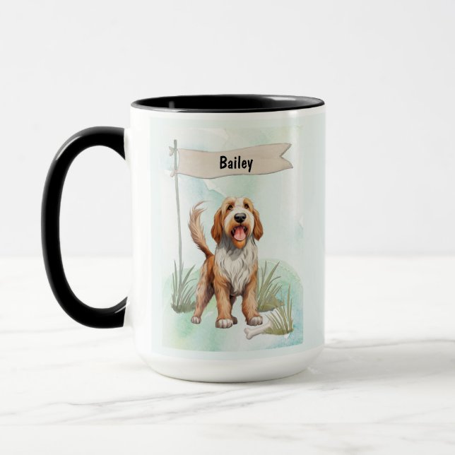 Otterhound Watercolor Personalized Dog Mugg (Vänster)
