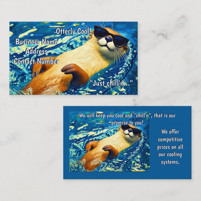 Otterligt cool! - Rolig design med utter Visitkort (Fram/baksida)