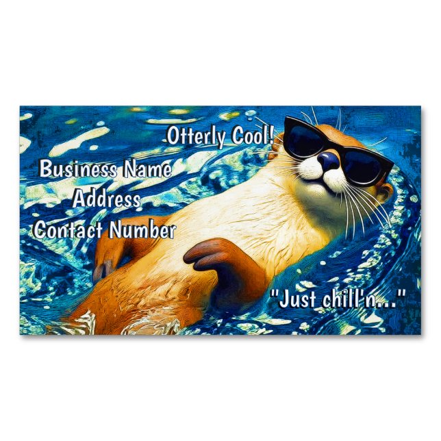 Otterligt coolt! - Flodutter Rollig Design Magnetiska Visitkort (Framsida)