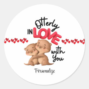 Otterligt i Kärlek med dig! - Cute Valentine Day Runt Klistermärke