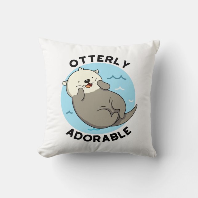 Otterly Adsible Funny Otter Pun Kudde (Framsida)