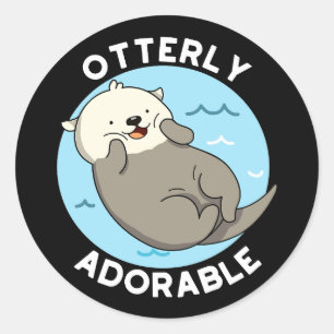 Otterly Adsible Funny Otter Pun Runt Klistermärke