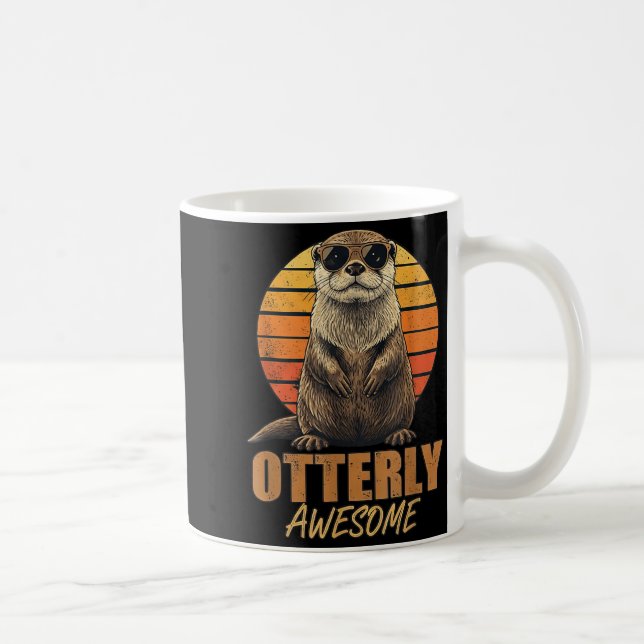Otterly Awesome Retro Sunset Sea Otter Lover Graph Kaffemugg (Höger)