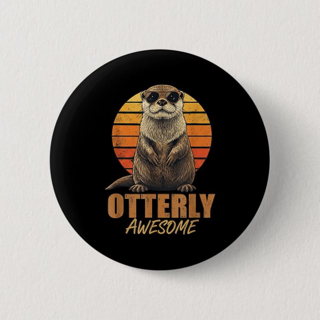 Otterly Awesome Retro Sunset Sea Otter Lover Graph Knapp (Framsida)
