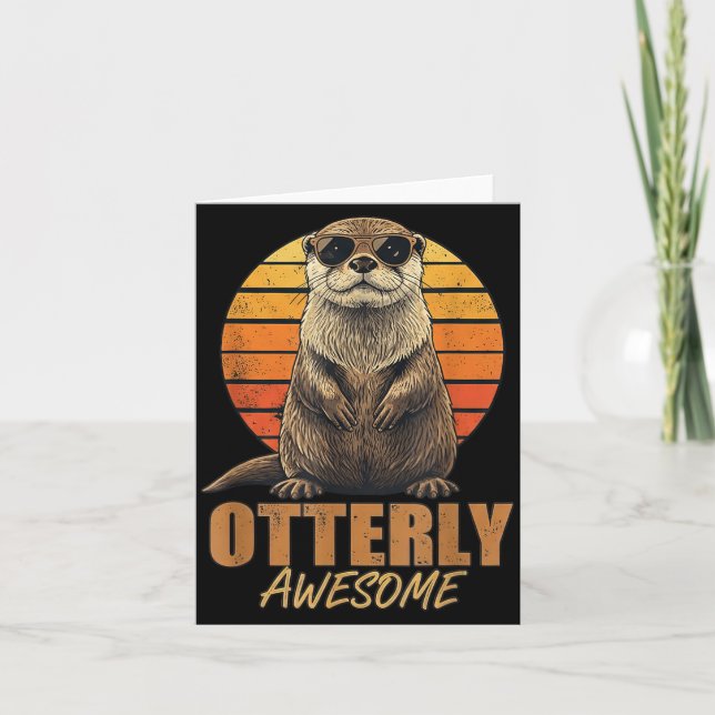 Otterly Awesome Retro Sunset Sea Otter Lover Graph Kort (Framsida)