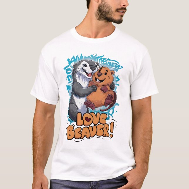 Otterly Beaver Kärlek: Anime-stil T Shirt (Framsida)