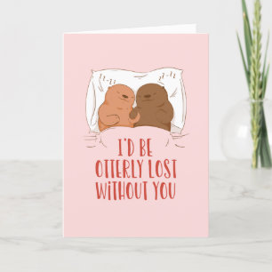 Otterly Borttappad Cute Otter Pun Funny Valentine Helgkort