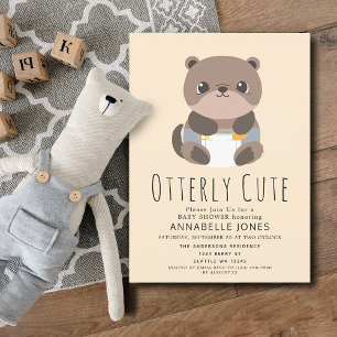 Otterly Cute Otter Animal Baby Shower-inbjudan Inbjudningar