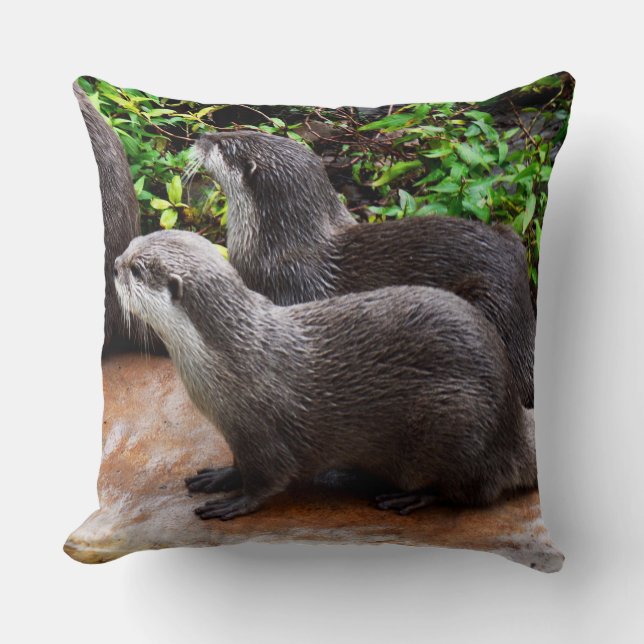 Otterly Cute, Otters, Large Lounge Cushion. Kudde (Framsida)