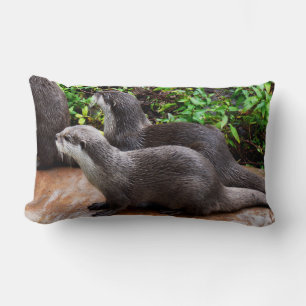 Otterly Cute, Otters, Lumbar Lounge Cushion. Lumbarkudde