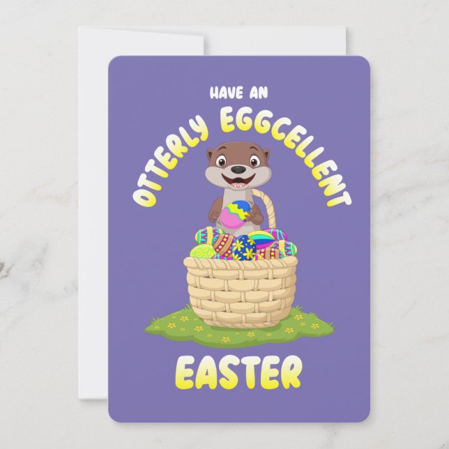 Otterly Eggcellent Tecknad Otter Påskägg Julkort (Framsida)