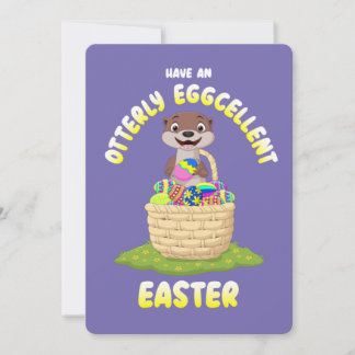 Otterly Eggcellent Tecknad Otter Påskägg Julkort
