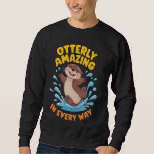 Otterly Fantastisk Cute Otter Pun Humor Animal Lov Lång Ärmad Tröja