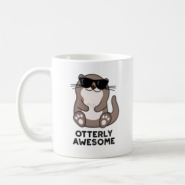 Otterly Fantastisk Funny Animal Otter Pun Kaffemugg (Vänster)