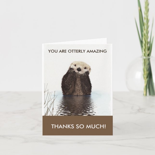 Otterly Fantastisk Otter Pun Tack Kort (Framsida)