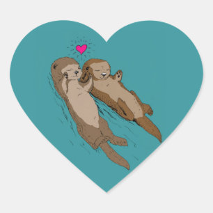Otterly i Kärlek Sticker Hjärtformat Klistermärke