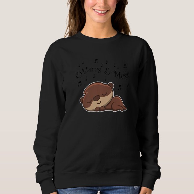 Otters and Music Notes Musician Clef Cute Sea Otte T Shirt (Framsida)
