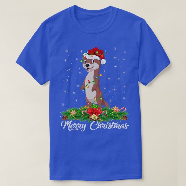 Otters Animal Lover Matching Santa Hat Otter Chris T Shirt (Design framsida)