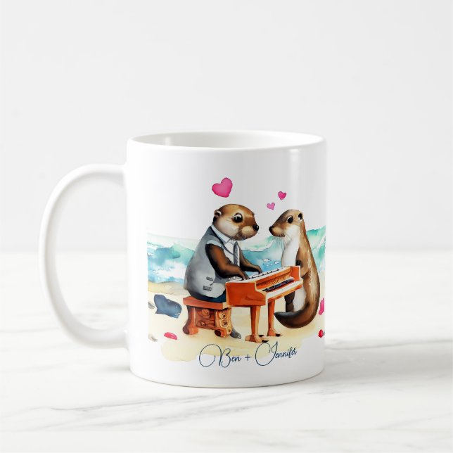 Otters Couple in Love Kaffemugg (Vänster)