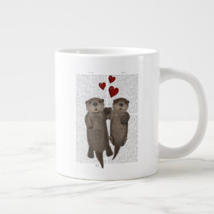 Otters Holding Händer Jumbo Mugg