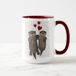 Otters Holding Händer Mugg<br><div class="desc">Otters Holding Händer efter Fab Funky.  Två söta strutsar som håller händer | 191346D</div>