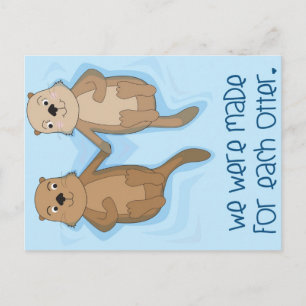 Otters Holding Händer vykort